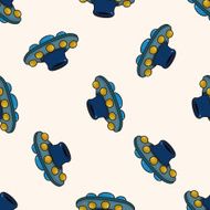 ufo cartoon seamless pattern background N7