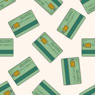 credit card cartoon seamless pattern background