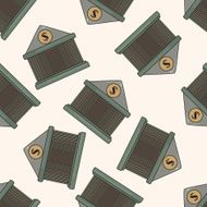 bank cartoon seamless pattern background