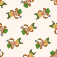 animal monkey chef cartoon seamless pattern background