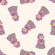 grandmom in little red riding hood cartoon seamless pattern background N2