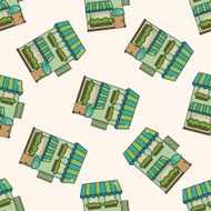 shop store cartoon seamless pattern background