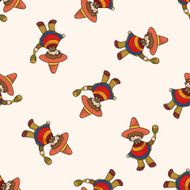 Mexican cartoon seamless pattern background N6