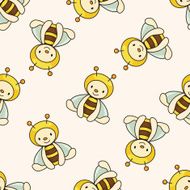bee cartoon seamless pattern background