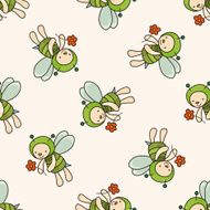 bee cartoon seamless pattern background N2