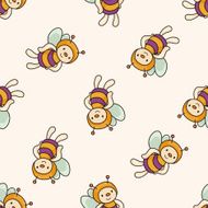 bee cartoon seamless pattern background N3
