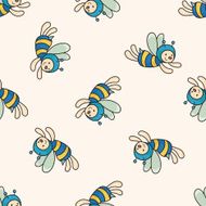 bee cartoon seamless pattern background N4