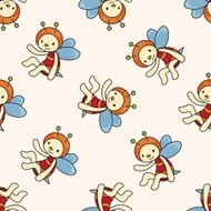 bee cartoon seamless pattern background N5