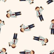 Office workers cartoon seamless pattern background N30