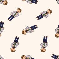 Office workers cartoon seamless pattern background N31