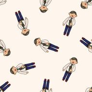 Office workers cartoon seamless pattern background N35