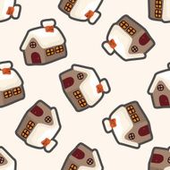 Gingerbread house cartoon seamless pattern background