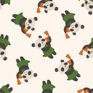 animal panda playing instrument cartoon seamless pattern background