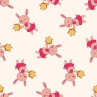 animal rabbit playing instrument cartoon seamless pattern background N3