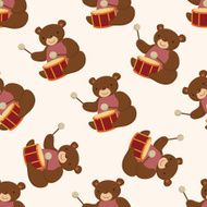 animal bear playing instrument cartoon seamless pattern background N3