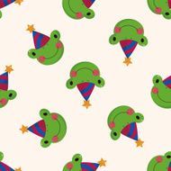 animal frog cartoon seamless pattern background N2