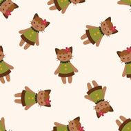 cat cartoon seamless pattern background N13