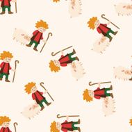 Shepherd cartoon seamless pattern background N2