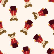 Chinese people cartoon seamless pattern background N13