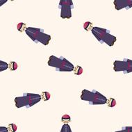Chinese people cartoon seamless pattern background N14