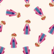 Chinese people cartoon seamless pattern background N16