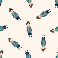Chinese people cartoon seamless pattern background N18