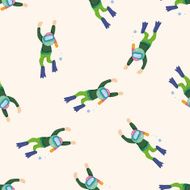 diver cartoon seamless pattern background N5