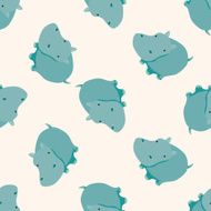 animal hippo cartoon seamless pattern background