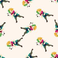 band member singer cartoon seamless pattern background N5