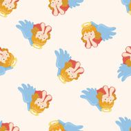 angel cartoon seamless pattern background N10