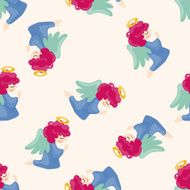 angel cartoon seamless pattern background N12