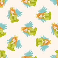 angel cartoon seamless pattern background N16