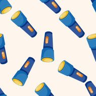 Travel equipment flashlight cartoon seamless pattern background