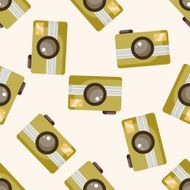 Travel equipment camera cartoon seamless pattern background