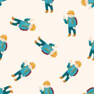 travelling person cartoon seamless pattern background N4