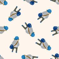 travelling person cartoon seamless pattern background N6