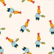 animal fox chef cartoon seamless pattern background