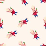 animal rabbit chef cartoon seamless pattern background N2