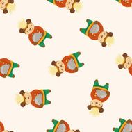 animal monkey chef cartoon seamless pattern background N2