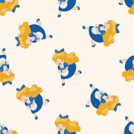 alice in wonderland cartoon seamless pattern background N7