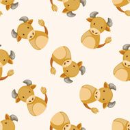 Chinese Zodiac ox cartoon seamless pattern background N2