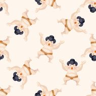 Sumo cartoon seamless pattern background N6