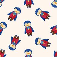 animal penguin waiter cartoon seamless pattern background