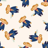 animal monkey waiter cartoon seamless pattern background