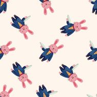 animal rabbit waiter cartoon seamless pattern background