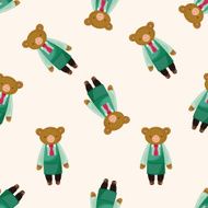 animal bear waiter cartoon seamless pattern background