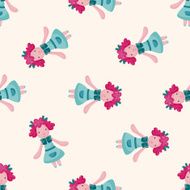 animal sheep waiter cartoon seamless pattern background N2