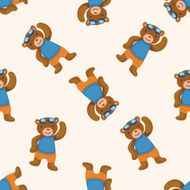 Animal doing sports cartoon seamless pattern background N3