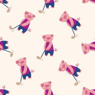 Animal doing sports cartoon seamless pattern background N9