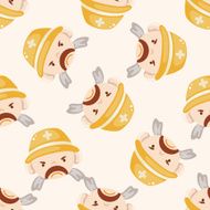 worker cartoon seamless pattern background